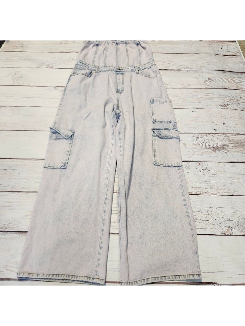 Wild Fable XL Jumpsuit Light Wash Straight Leg Cargo Jean